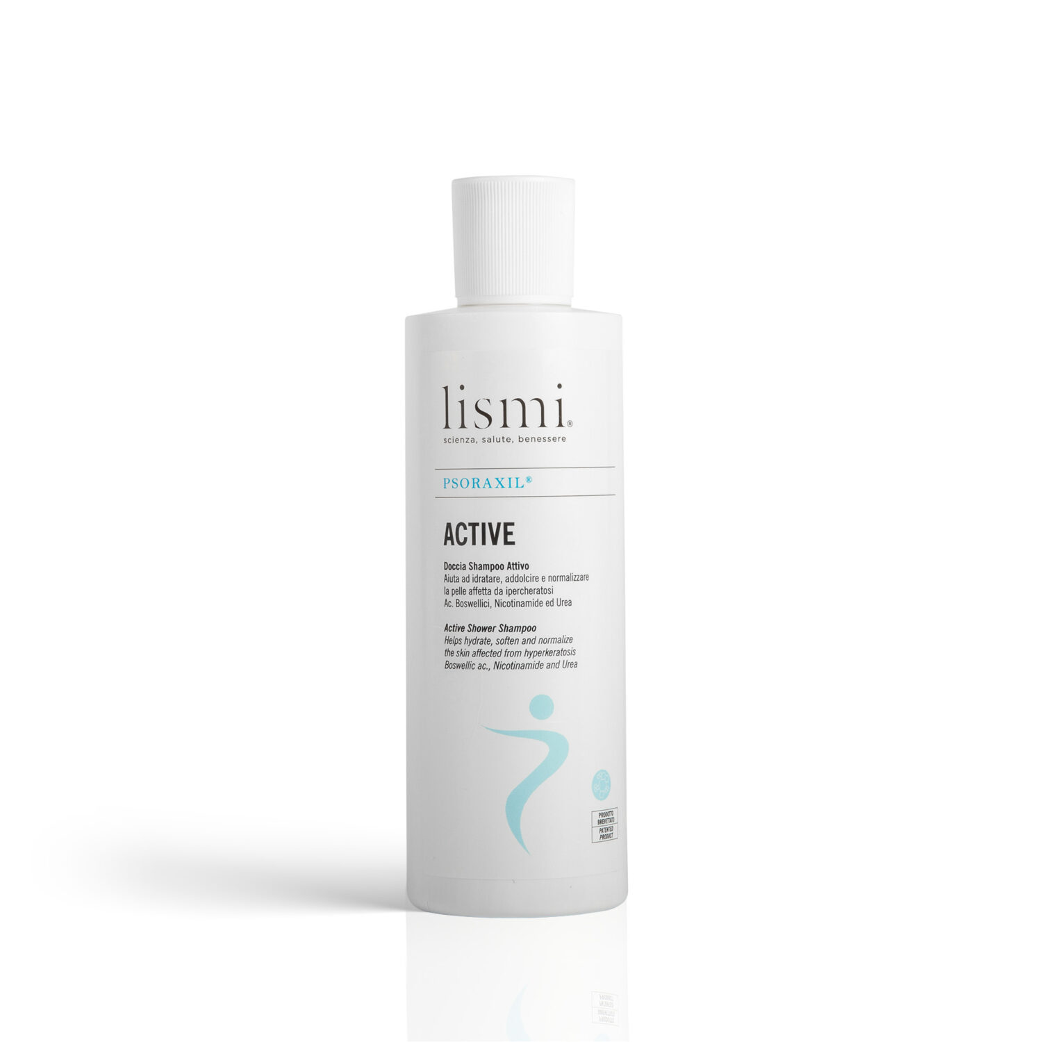 Shampoo Active Lismi Psoraxil per la psoriasi del cuoio capelluto.